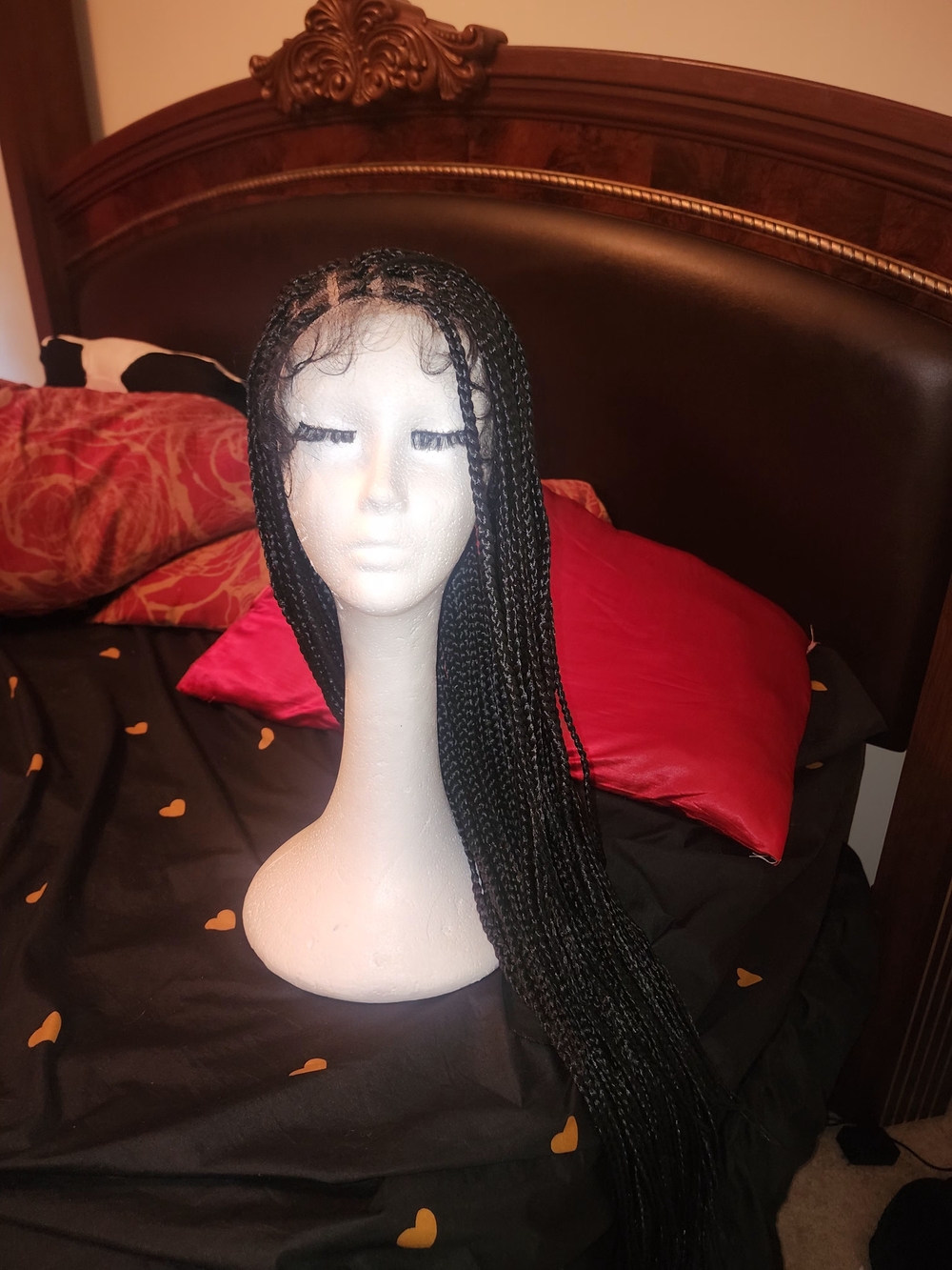 Long Black Box Braid Lace Front Wig with Natural Baby Hairs